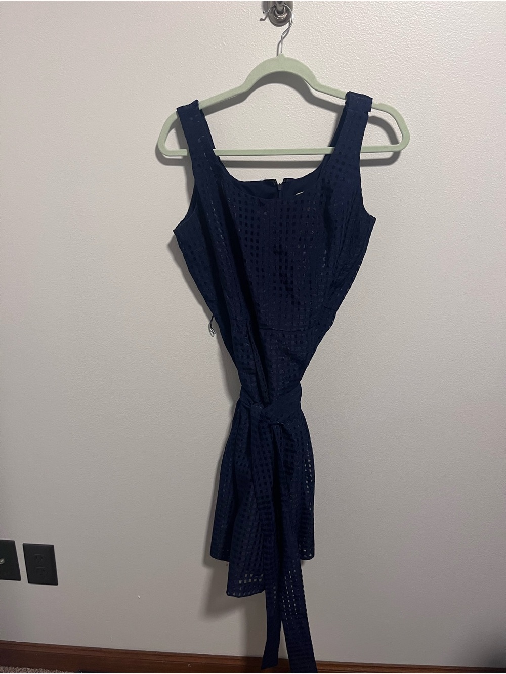 Anne Klein Navy Eyelet Belted Sundress